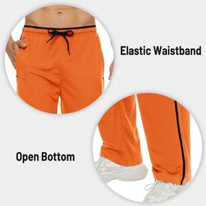 Pantalones de hombre y naranja negros al por mayor, pantalones de chándal sólidos de cintura media, pantalones de hombre informales con cremallera y múltiples bolsillos - Product Image 2