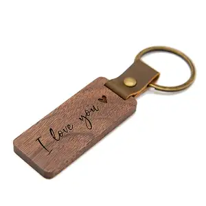 Custom Logo Blank wood keychain Hot Sale Fashion Wooden Key Ring Custom Best selling product wood Keyring