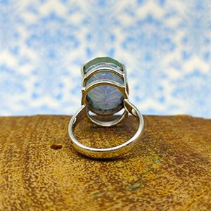 แหวนพลอยบุษราคัมสีเงินสเตอร์ลิง925ทันสมัยหินรูปไข่เรียบเนียนสวยงามทันสมัยสำหรับงานแต่งงานและปาร์ตี้ - Product Image 4