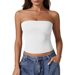 Vente en gros T-shirt court pour femmes débardeur sans couture Streetwear tricot côtelé extensible sans manches décontracté débardeur stock - Product Image 1