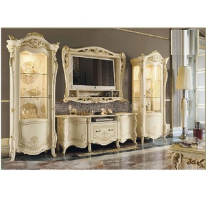 Unidad de TV Europea con acabado de nogal clásico, mueble de madera antiguo, armario y suelo - Product Image 1