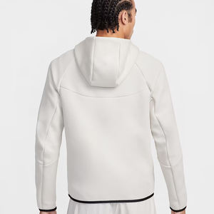 Sweat-shirt à capuche Windrunner pour homme 100% coton avec fermeture éclair complète Sweat-shirt coupe-vent à poche Manches utilitaires Techniques d'appliques brodées Automne - Product Image 2