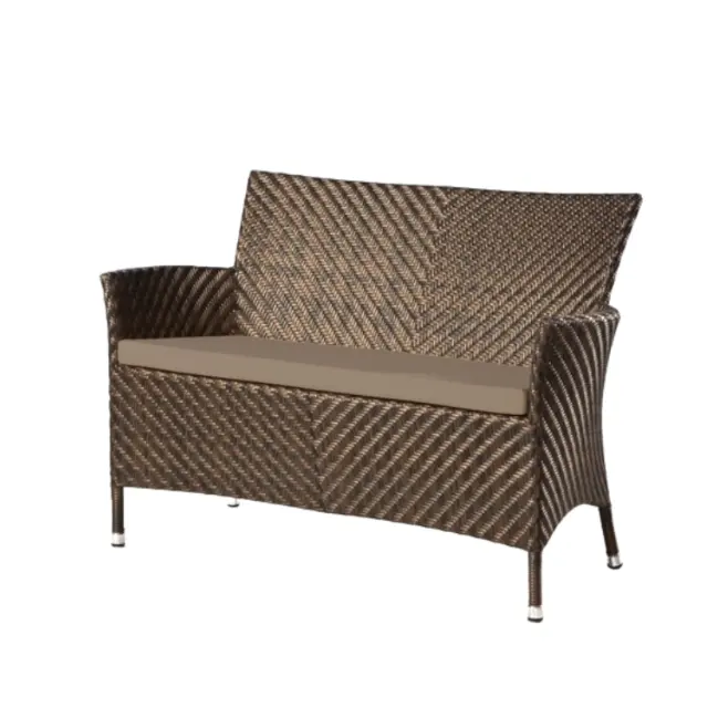 Banco de sofá de mimbre de ratán con cuhion suave muebles de exterior sofá de jardín de diseño contemporáneo producto de precio al por mayor