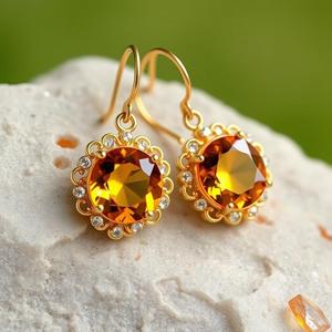 High Quality 925 Sterling Silver Women's <b>Jewelry</b> <b>Citrine</b> Drop Earrings-for Wholesale - Product Image 4
