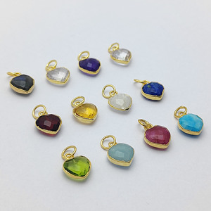 Venta al por mayor de 10mm de piedras preciosas naturales corazón Briolette colgante plata esterlina oro rodio plateado estilo religioso encantos para la joyería - Product Image 3