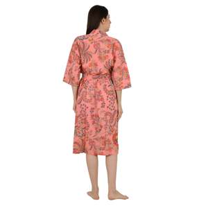 Vestido Kimono Boho de Verano, Tejido Suave de Algodón con Estampado de Flores de Durazno, Ropa Casual para Mujer - Product Image 3
