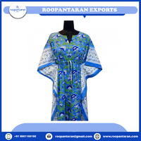 Kaftan Ramadan Eid Mubarak, taille standard et grande taille, imprimé à la main en Inde, 100% coton, robe décontractée courte et droite, naturelle