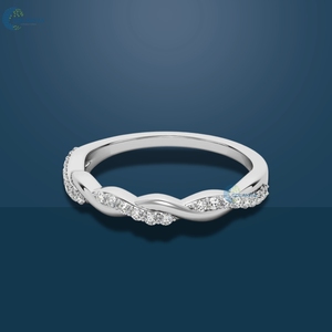 Anillo redondo de corte brillante VVS1 Moissanite Twisted Eternity, banda de declaración de boda de oro blanco sólido de 14K para ella - Product Image 3