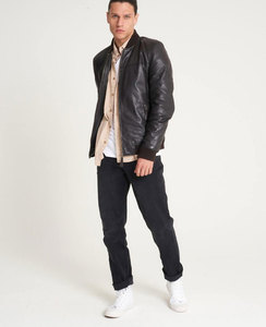 High Quality Casual Biker <b>Black</b> Motorcycle Leather Men Jackets Custom Stylish Breathable Lambskin Leather Jackets for Men - Product Image 6