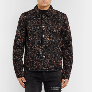 แจ็กเก็ตผ้ายีนส์สาดน้ำสำหรับผู้ชาย, แจ็กเก็ตยีนส์สีดำแบบติดกระดุมสำหรับฤดูหนาวสี100% ปกตั้ง - Product Image 2