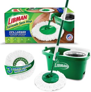 ระบบไม้ถูพื้นแบบหมุน Libman Tornado พร้อมถังและที่บิดผ้า, หัวถูพื้นแบบเปลี่ยนได้ 3 ชิ้น - Product Image 1