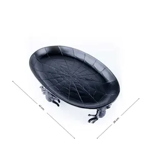 Bandeja de Metal Hecha a Mano de Moda para Artesanía Global, Bandeja de Espejo con Borde de Hojas y Brillo Dorado de Zahid Exports India - Product Image 4