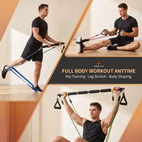Kit de barre de Pilates multifonctionnel avec pédale, tubes de résistance, bâton d'étirement, entraîneur de hanches, pour le remodelage des fessiers, le yoga et l'entraînement corporel