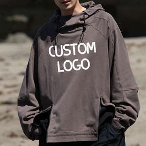 Poids lourd 100% pur coton logo personnalisé hommes couleur unie goutte épaule Baggy coupe régulière en relief brodé automne sweats à capuche - Product Image 3