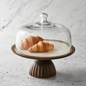 Pedestal de exhibición de pastel de madera de mango hecho a mano de la mejor oferta, soporte de pastel con cúpula para el hogar, restaurantes, uso en fiestas - Product Image 4