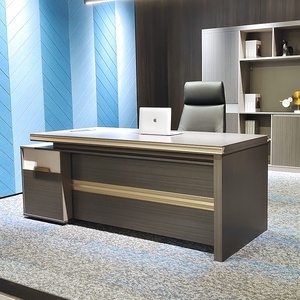 Meubles de bureau de direction de luxe, bureau en forme de L en bois massif, table de patron moderne, armoire de rangement, poste de travail imperméable, ergonomique - Product Image 3