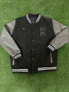 Windproof Leather Long Sleeve College Baseball Jacket for Men Warm Fleece Letterman Varsity Jackets Stand Custom Design - Product Image 3