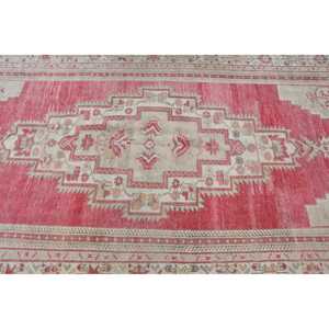 Vintage Rug, 4.9x11.3 ft Large Rug, <b>Red</b> White <b>Wool</b> Rug - Product Image 5