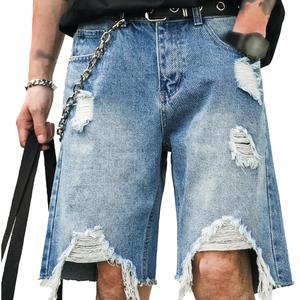 Pantalones vaqueros cortos de mezclilla para hombre con longitud corta desgastada, ropa informal hecha a medida, ropa transpirable al por mayor para exteriores - Product Image 1