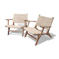 Fauteuil inclinable moderne en teck et rotin pour salon, chaise de loisirs contemporaine pour extérieur, salle de sport, chambre et école - Vente en gros