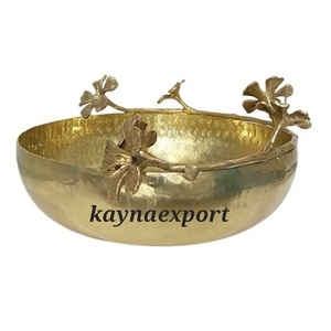 ชามตกแต่งดีไซน์ทันสมัยขอบทองขัดเงาอะลูมิเนียมคุณภาพสูงเป็นมิตรกับสิ่งแวดล้อม พร้อมลายกิ่งดอกไม้ เหมาะสำหรับเป็นของขวัญ - Product Image 1