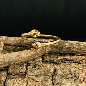 14K Solid <b>Gold</b> Antique Dual <b>Snake</b> Open <b>Ring</b>. - Product Image 1