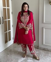 Nouvel ensemble Salwar Kameez vintage simple pour femmes, 3 pièces, Kurta de soirée longue, séchage rapide, vêtements indiens pour femmes