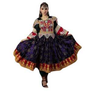 Vestido Tradicional Afgano para Mujer, Bordado, Vestidos Vintage, Vestido Kuchi Afgano Original, Largo hasta el Suelo - Product Image 1