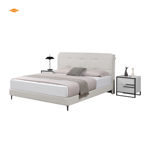 Último diseño cama Estilo nórdico edredón blanco juegos de cama <span class=keywords><strong>180x200</strong></span> marco de cama de madera maciza cama de tela de terciopelo de peluche - Product Image 1