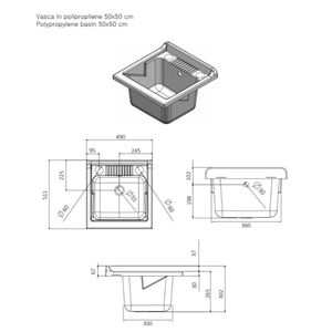 Negrari 1 porta Mobile in PVC lavabo con Kit di scarico lavello 50x50 cm confezione 1-per piccoli lavandini da bagno - Product Image 5