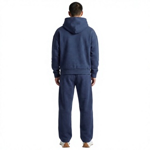 OEM Custom Logo Men's 100% Cotton French Terry Oversized Streetwear Tracksuit Straight Leg Jogger <b>Set</b> Manufacturer - Product Image 3