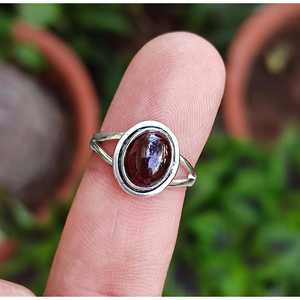 Handmade 925 Sterling <b>Silver</b> Boho <b>Ring</b> with Natural <b>Garnet</b> Gemstone Women's Gift <b>Garnet</b> <b>Silver</b> <b>Ring</b> - Product Image 6