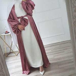 Modest Arabic <b>Style</b> Abaya 2023 <b>Kaftan</b> Turkish EID Modest Islamic Clothing Dubai Elegant Shiny Silk Open Abaya Women Muslim <b>Dress</b> - Product Image 2