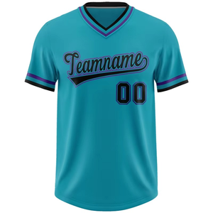 Conception personnalisée broderie lettre chemises de sublimation col en v hommes pull baseball jersey bouton moins chemises de softball - Product Image 1