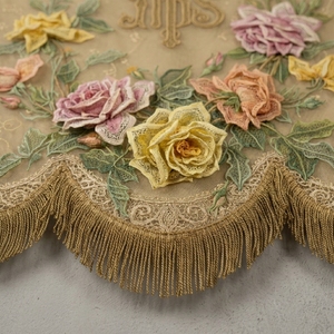 Custom Embroidered Religious Wall <b>Banner</b> Floral Tapestry Scroll Beige Gold Pink Flower Wall Hanging - Product Image 5