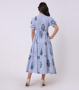 Indian Hand Block Cotton Floor-Length Natural Waist Casual Boho Style Summer Wear Travel <b>Bridal</b> Gift Stylish Floral Printed - Product Image 3