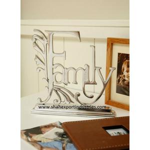 Escultura de letras familiares de Metal Chapado en plata de lujo para el hogar, sala de estar, oficina, esculturas decorativas de escritorio - Product Image 1