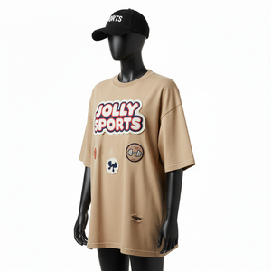 Women Oversize T Shirt Premium Single Jersey Cotton <b>Neutral</b> Tone Streetwear Custom Logo Women Oversized 100% Cotton T-Shirt - Product Image 4