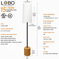 Lampe sur pied de conception nouvelle, homologuée UL, pour chambre d'hôtel Marriott Fairfield Inn, base en bois, couleur métallique, pour suite d'hôtel moderne