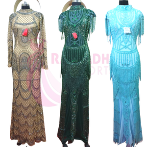 Vestido de Noche de Boda con Cuentas Hechas a Mano, Lentejuelas, Apliques de Encaje, Diseño con Cintura Natural - Product Image 2