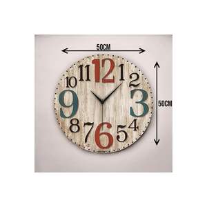 Colorful Print Patterned Wooden Silent <b>Table</b> Wall <b>Clock</b> 50cm Perfect Gift Idea - Product Image 5