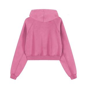 <b>Bulk</b> order crop drop shoulder oversized hoodies for women casual streetwear fleece pullover custom design factory - Product Image 6