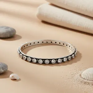 Daily Wear Women's Silver Cubic Zirconia Fashion <b>Bangle</b> <b>Bracelet</b> - Product Image 1