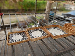 Juego de bandejas de ratán personalizables Tampa con asas, arte ecológico VGreen para suministros de fiestas de boda, servicio de café y cocina - Product Image 4