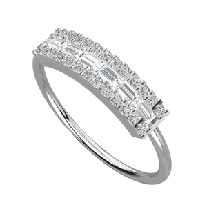 Anillo de Boda con Halo de Diamantes en Corte Baguette y Redondo para Ella - Product Image 1