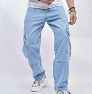 Streetwear classique Cargo Denim Jeans pour hommes Robuste Coupe ample avec poches utilitaires Style Hip Hop pour la mode décontractée quotidienne à la mode - Product Image 2