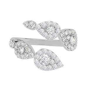 NOVAMART Fine 925 Sterling <b>Silver</b> Trendy Eternity Fashion <b>Ring</b> with for Zirconia Bling Plant Design Pave Setting & <b>Adjustable</b> Ba - Product Image 1