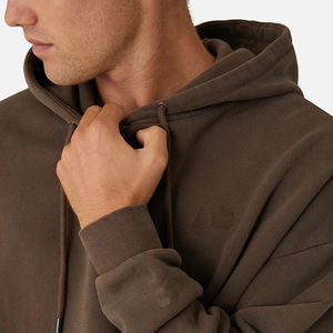 Oem Custom Street Hoodies Unisex High Quality Blank Brown Heavy Weight Boxy Winter Men Heavy Cotton Hoodie Oversized - Product Image 3