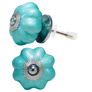 Perillas de melón de cerámica verde agua neón, tiradores de puerta de cajón de armario de exportación de calidad para cocina, armario exterior para almacén - Product Image 2