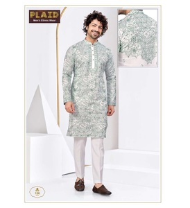 Kurta ปักผ้าไหมสำหรับผู้ชายสไตล์สำหรับงานเทศกาลชาติพันธุ์และโอกาสที่ยิ่งใหญ่ - Product Image 1